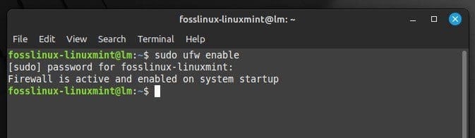 Enabling firewall on Linux Mint