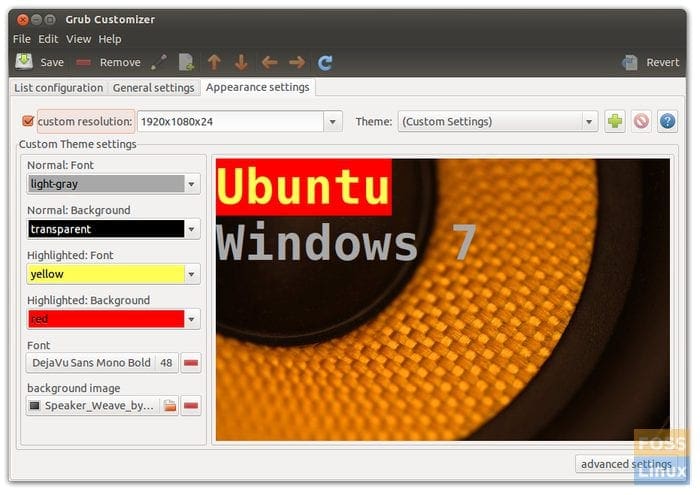 Grub Customizer - Appearance Settings