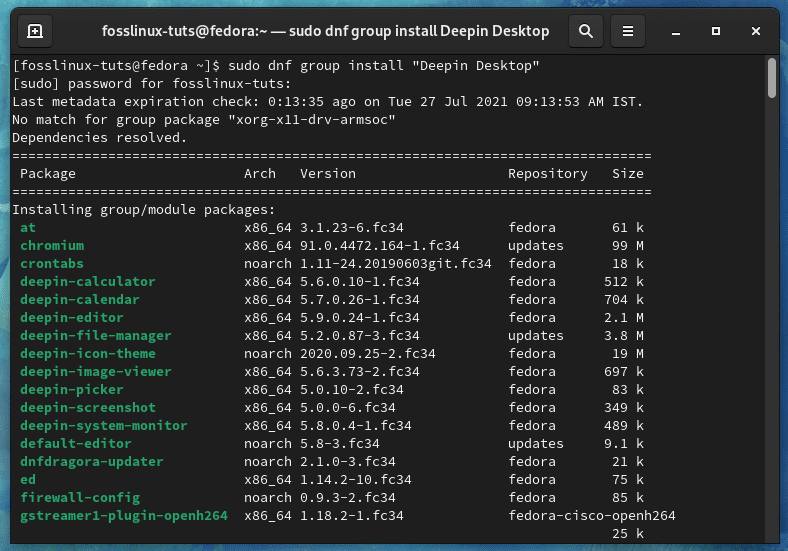 1. installing dde on fedora