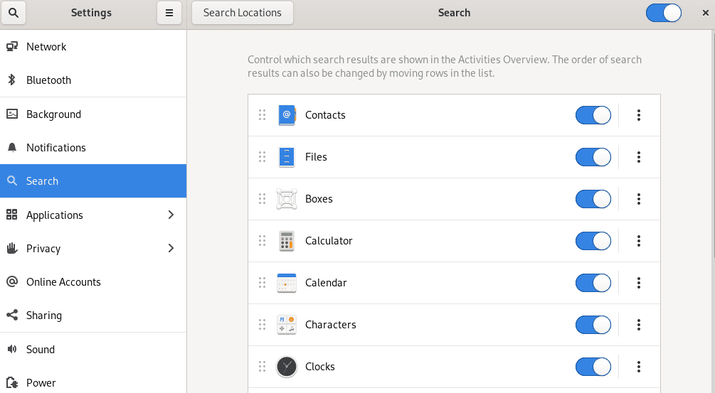 10. gnome search settings