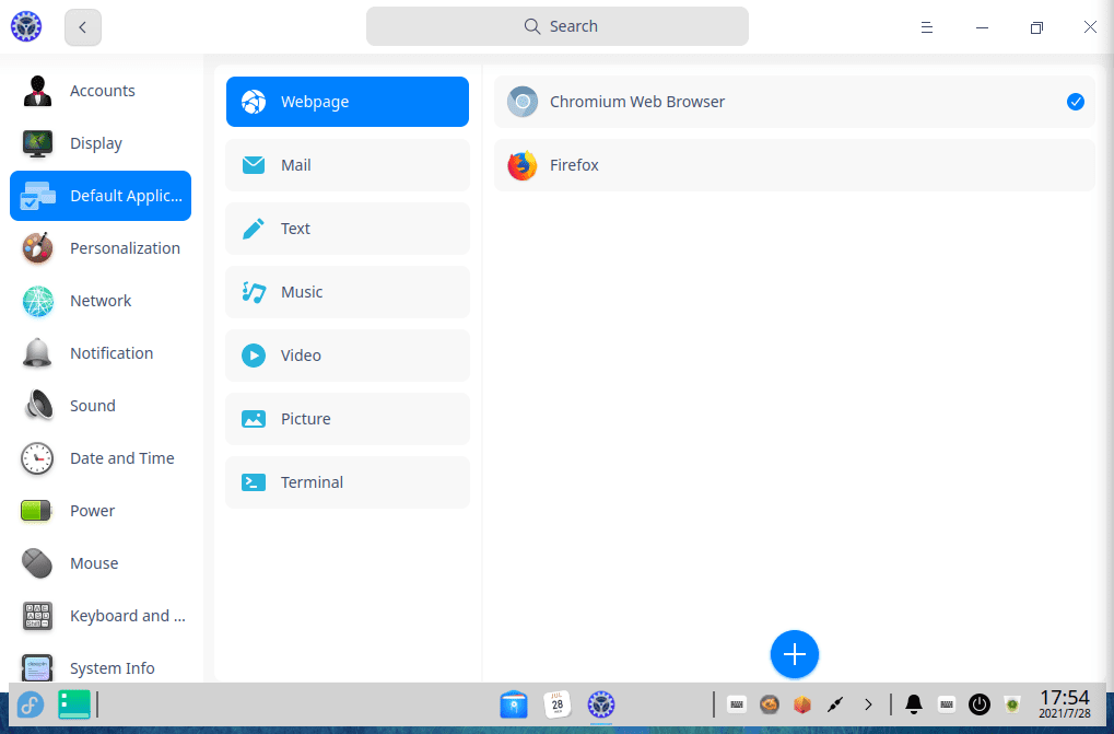 19. deepin control center default apps