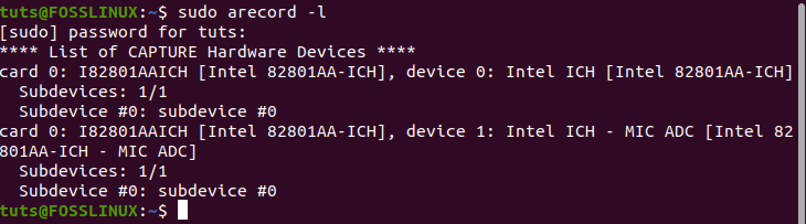 5. List all Audio-Input Hardware using Terminal