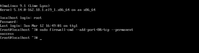 almalinux opening port 80