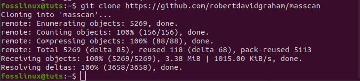 cloning the masscan repo from github