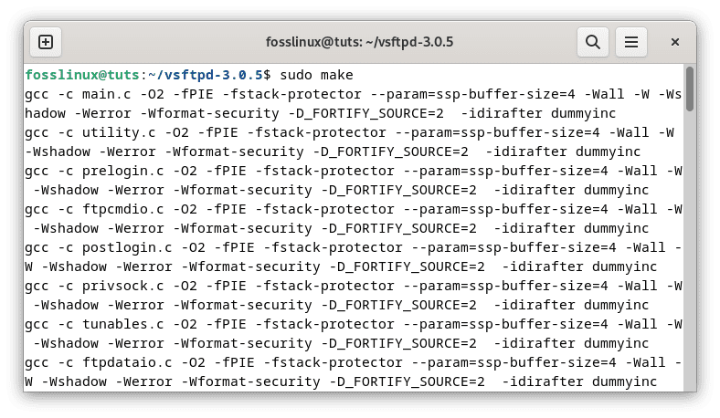 compile and install vsftpd