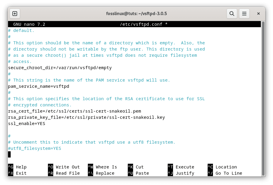 configure vsftpd to use ssl