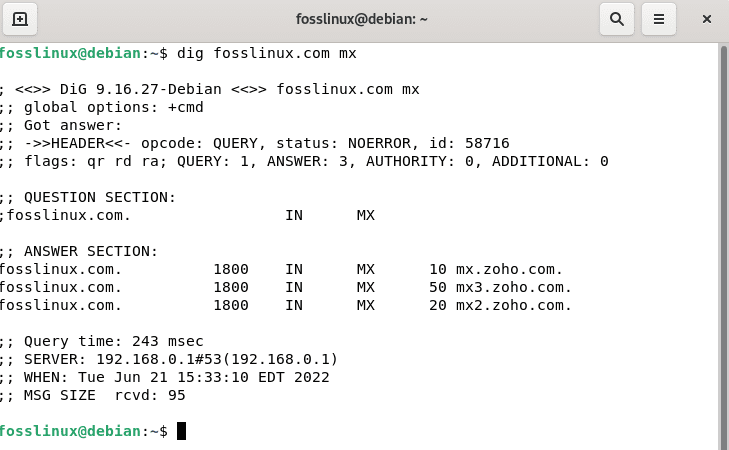 dig fosslinux mx