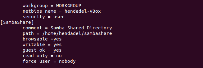 Edit Samba Config File