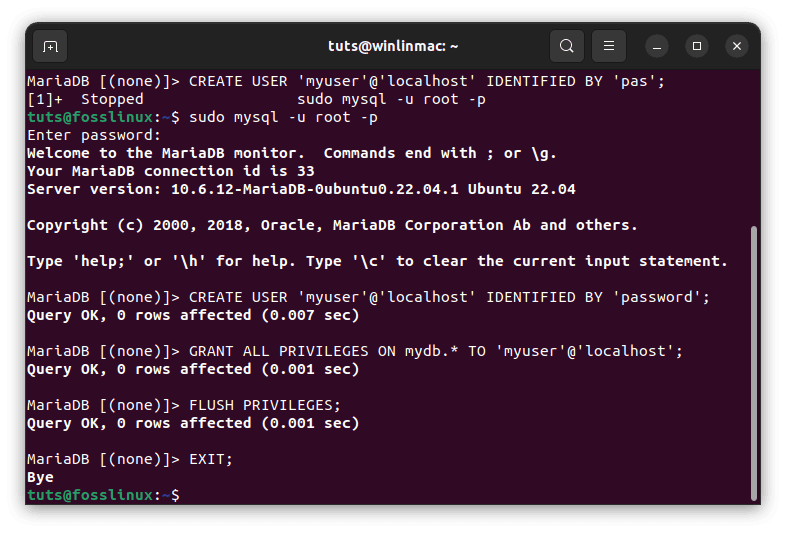 exit mariadb shell