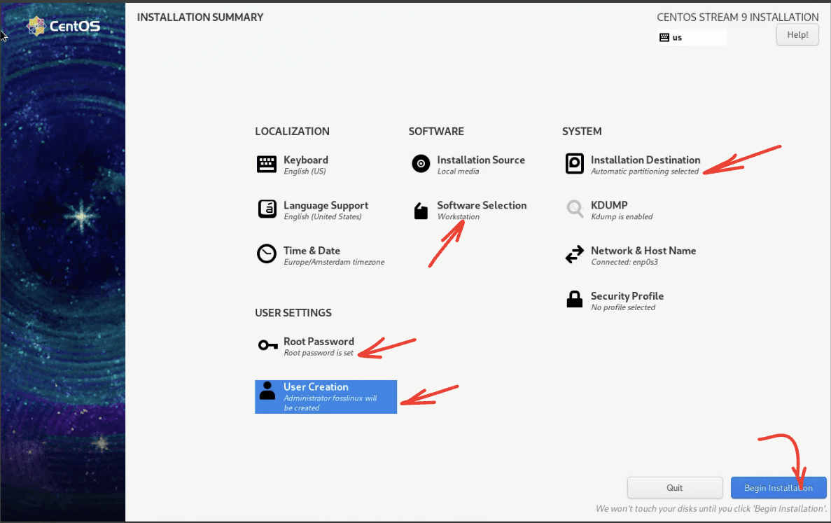 final installation summary