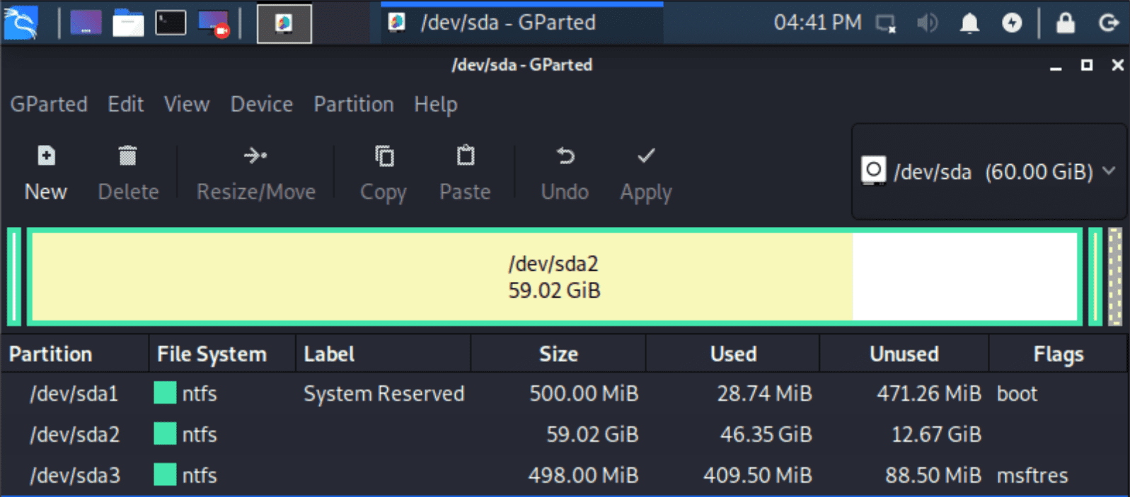 gparted windows partitions