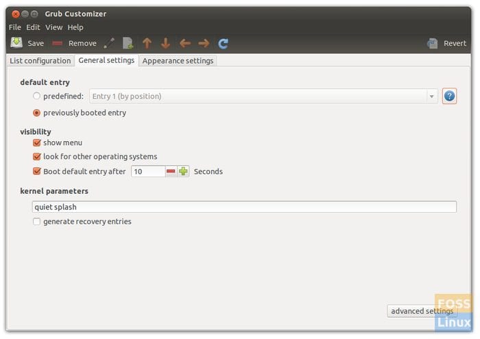 GRUB Customizer - Additional Settings