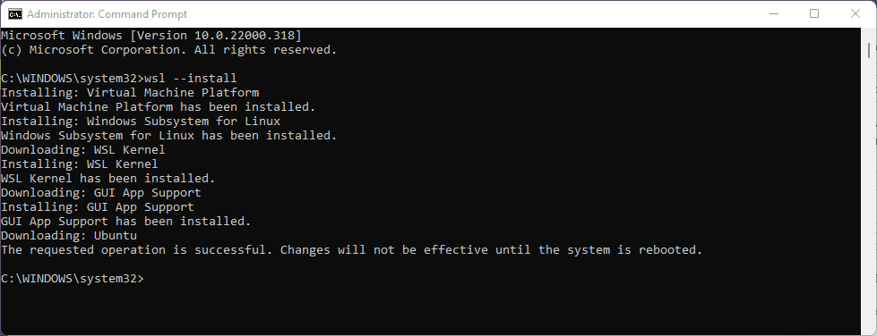 install wsl