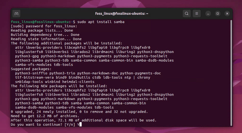 installing samba on ubuntu