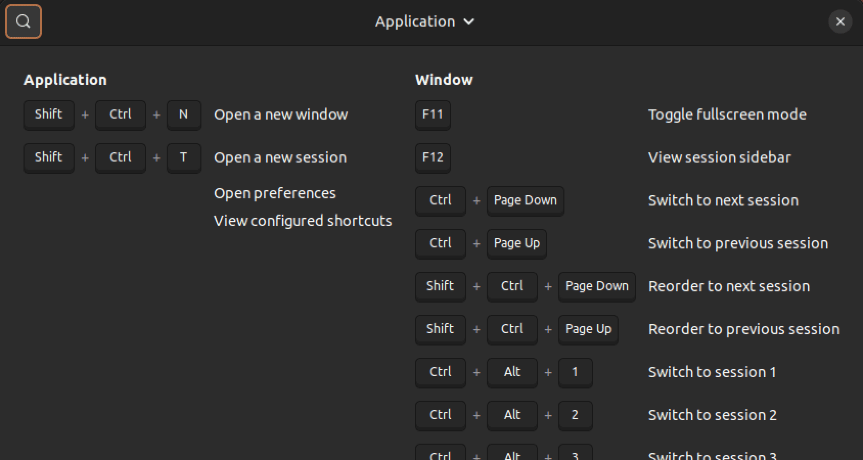 keyboard shortcuts