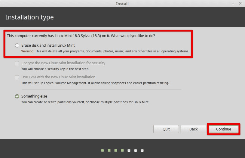 Linux Mint installation