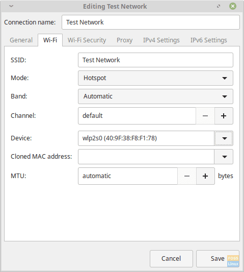 Wi-Fi network settings.