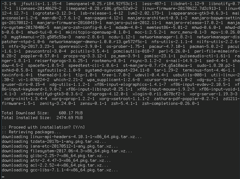 Manjaro Architect OS Installation Progress