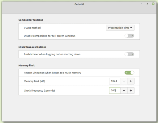 memory limit setting in cinnamon 5.0