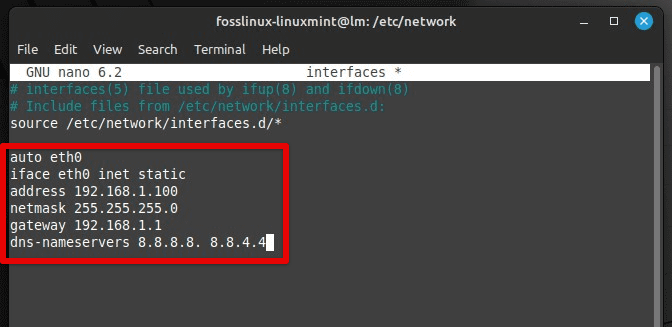 Modifying network parameters