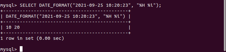 mysql show hours and minutes respectively