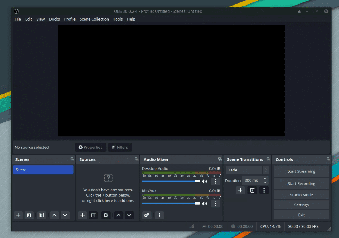 obs studio on manjaro xfce