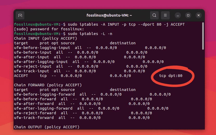 opening port 80 and verifying if it was successful in ubuntu