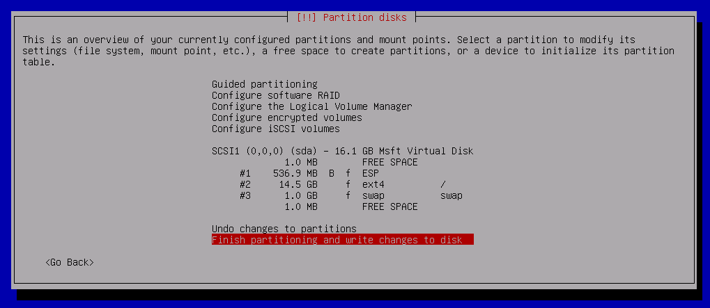 partitioning select automatic finish