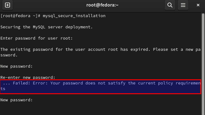 password error