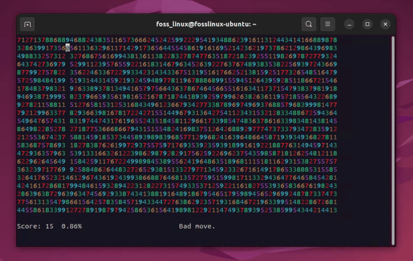 playing greed on ubuntu terminal