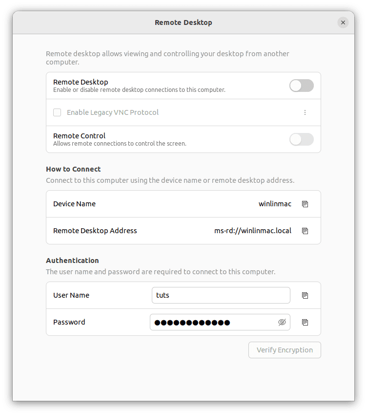 remote desktop configurations