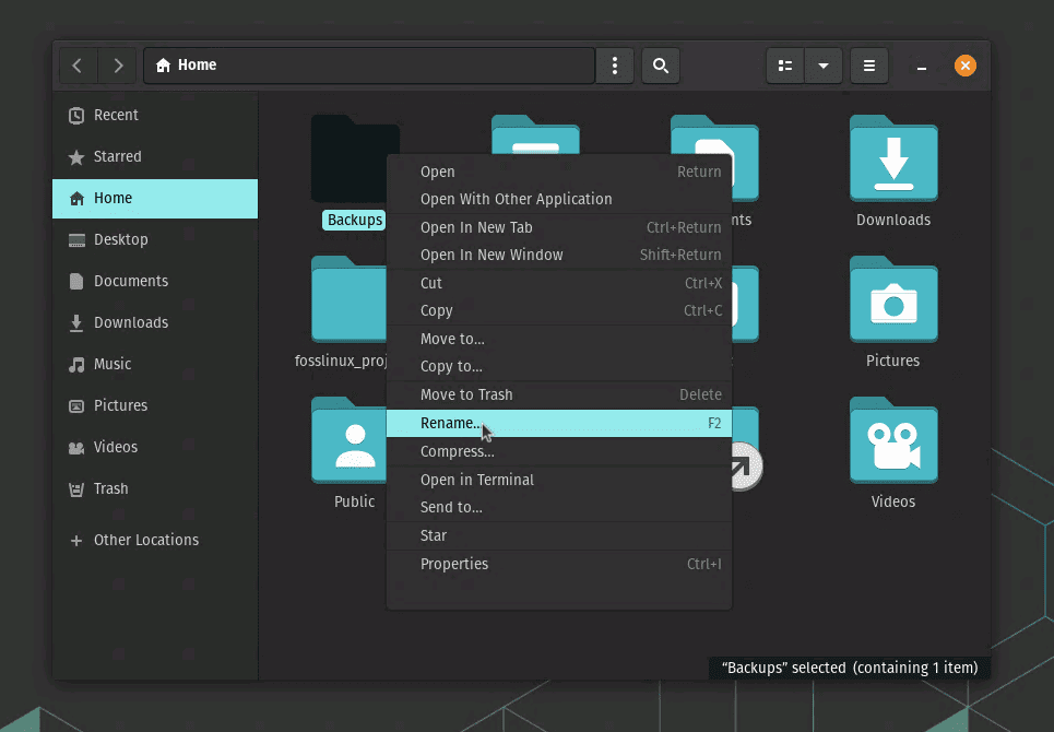 renaming folder using gui in linux