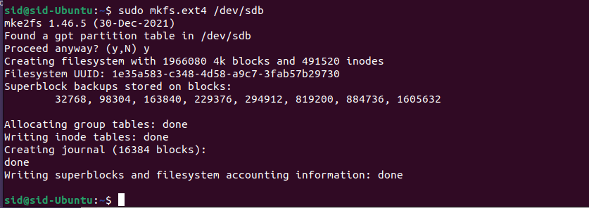 Formatting the drive