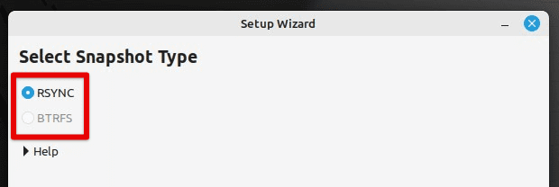 Selecting snapshot type