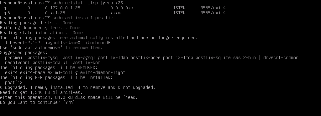 sudo apt install postfix