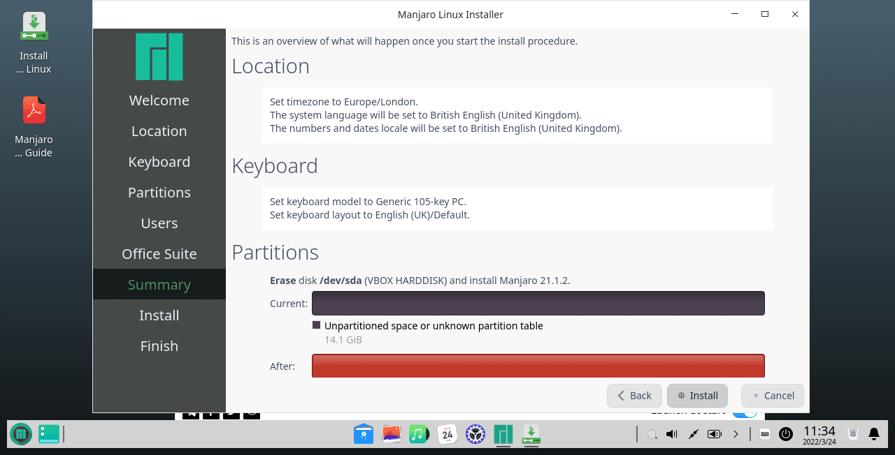 Installation summary