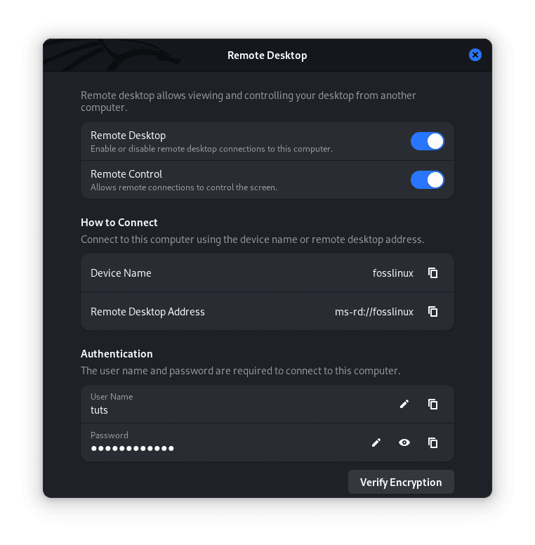 toggle on remote desktop