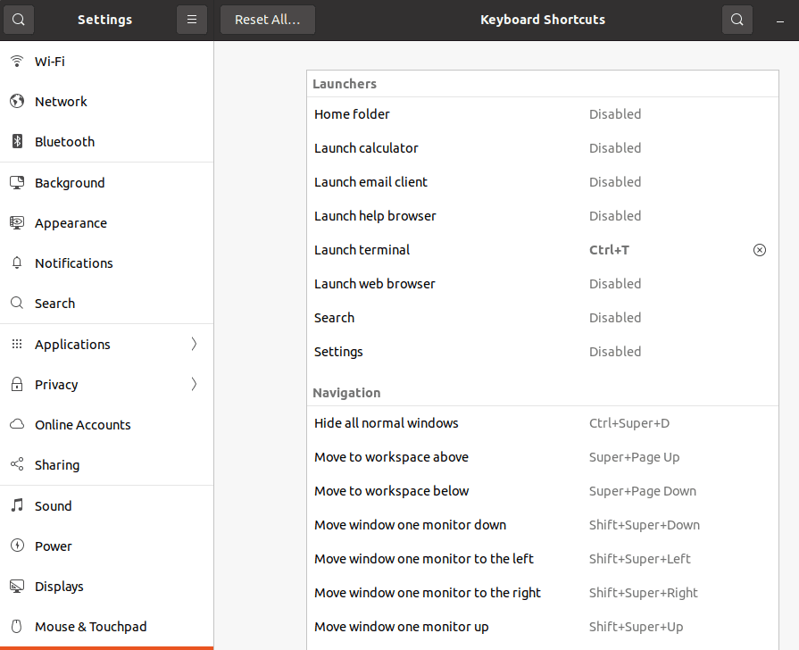 Setting Keyboard shortcuts