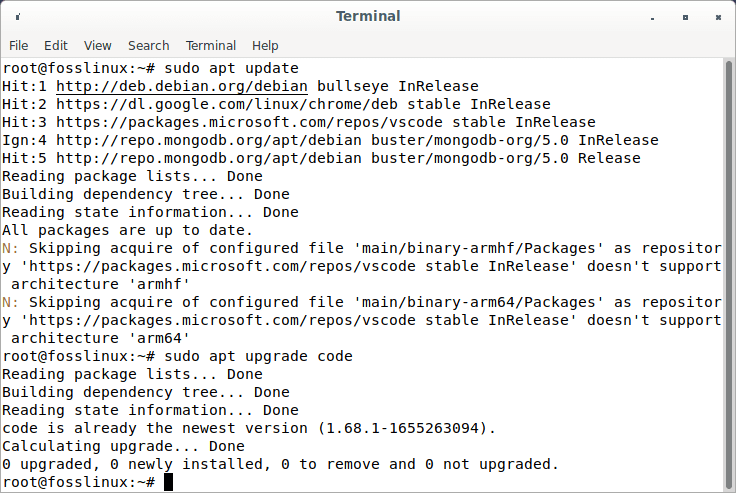 update and upgrade vs code