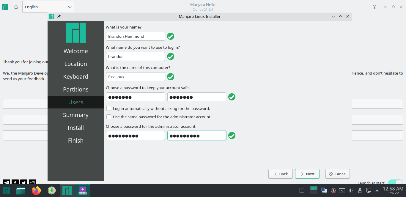 user account and passwords