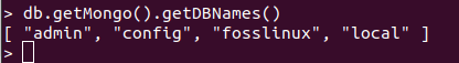 using getmongo command to list databases
