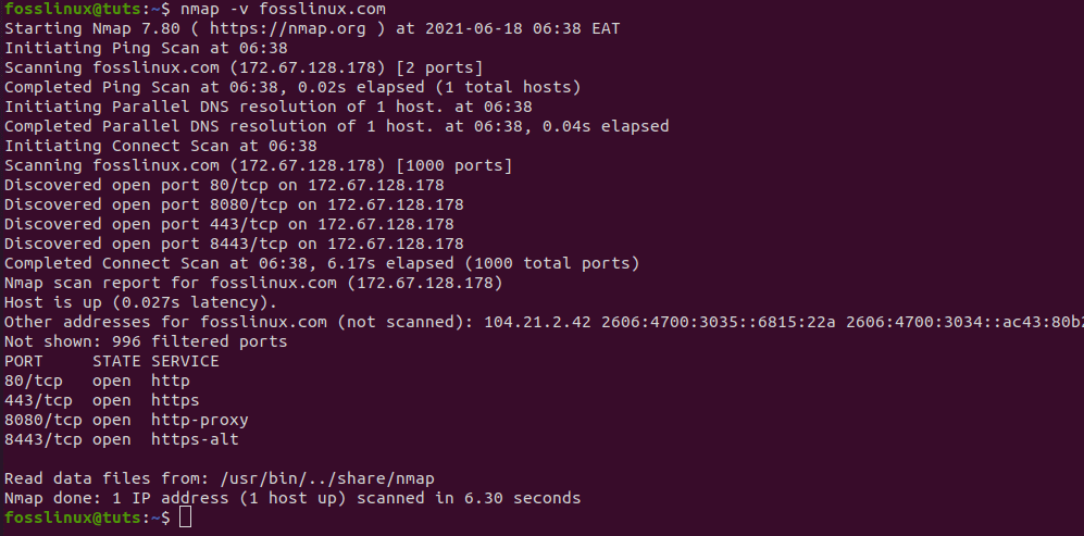 Using the -V command in Nmap