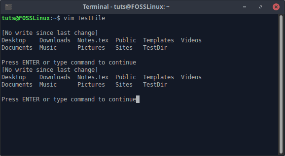 Running ls in Vim