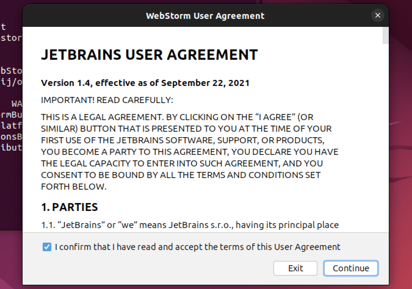 webstorm eula